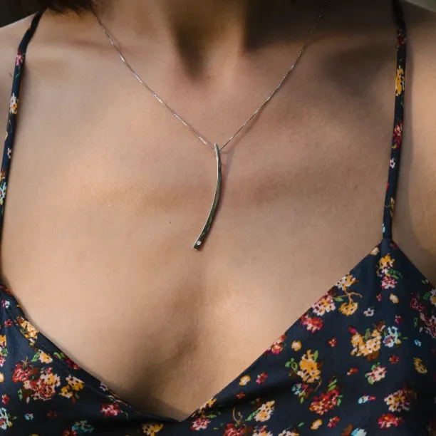 Silver minimalist necklace with a diamond LOFE Image