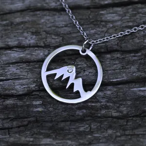 Silver diamond pendant - for the mountains enthusiasts MUNI Thumbnail
