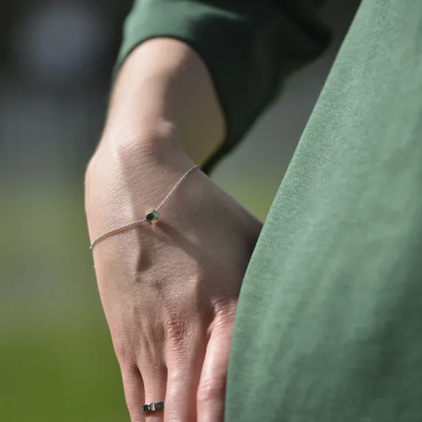 Silver bracelet with a special cube and diamond Gimle Image
