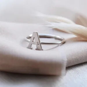 SKIBI name diamond  silver ring Thumbnail