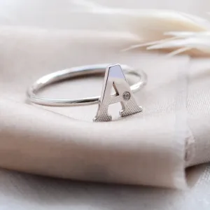 SKIBI name diamond  silver ring Thumbnail