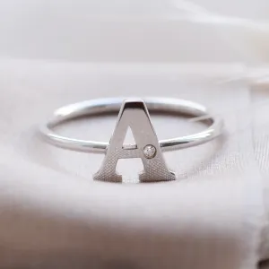 SKIBI name diamond  silver ring Thumbnail