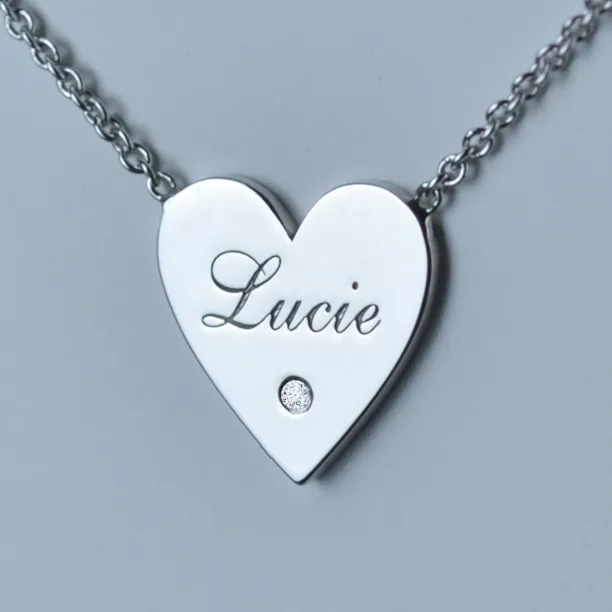 JENI silver diamond pendant with your name carved on Image