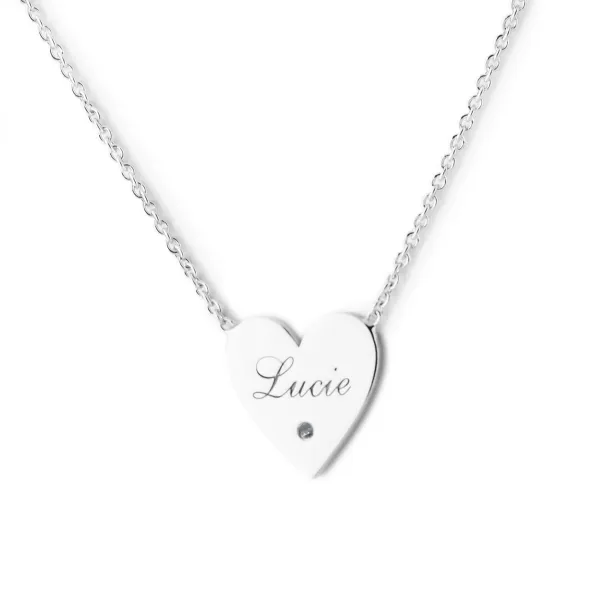 JENI silver diamond pendant with your name carved on Image