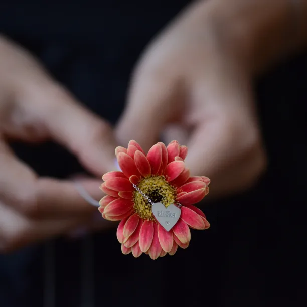 JENI silver diamond pendant with your name carved on Image