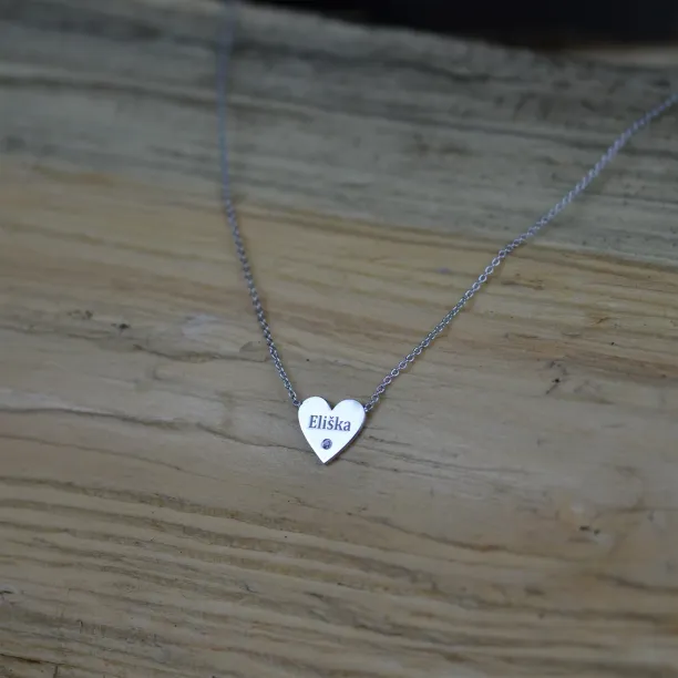 JENI silver diamond pendant with your name carved on Image