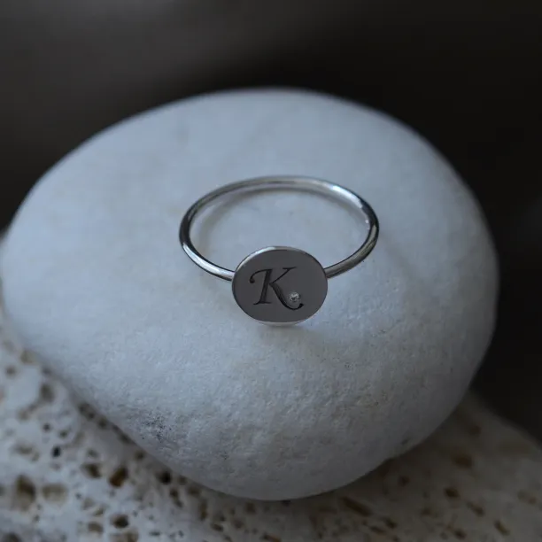 Silver minimalistic ring with a diamond BERY Image