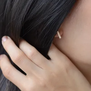 Minimalist gold diamond earrings DINA Thumbnail