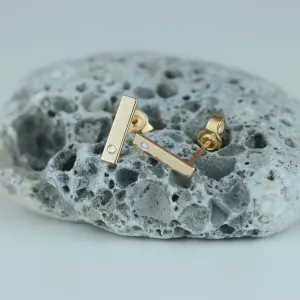 Minimalist gold diamond earrings DINA Thumbnail