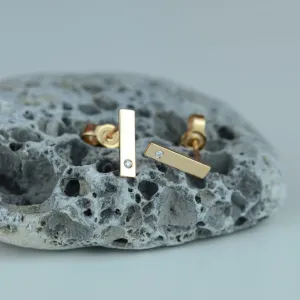 Minimalist gold diamond earrings DINA Thumbnail