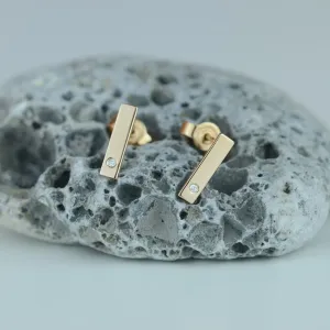 Minimalist gold diamond earrings DINA Thumbnail