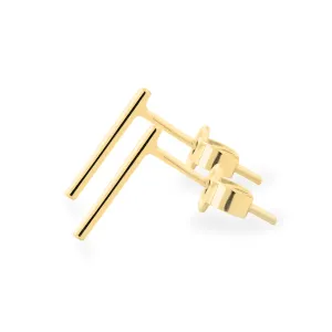 Gold minimalist earrings lines MALTE Thumbnail