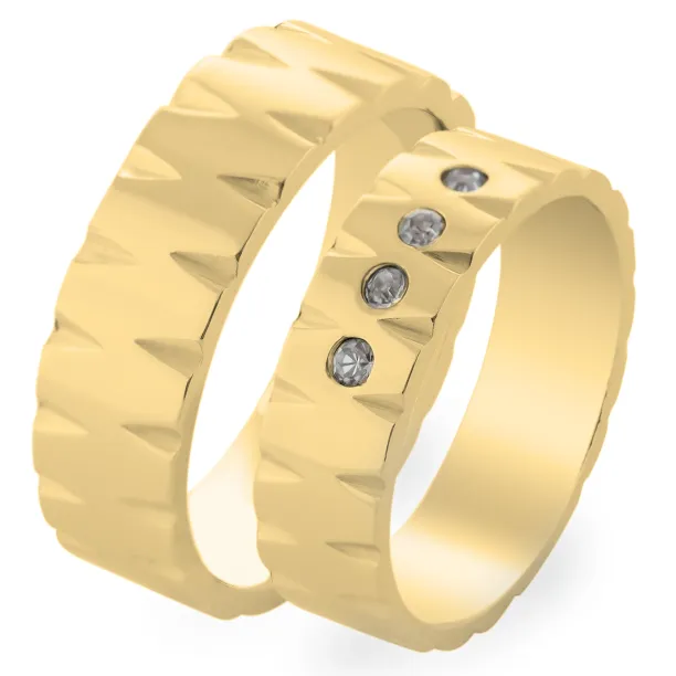 MAFI delicate relief gold diamond wedding rings Image