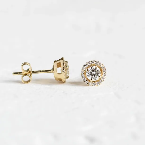 Classical gold stud earring with diamonds NINA Image