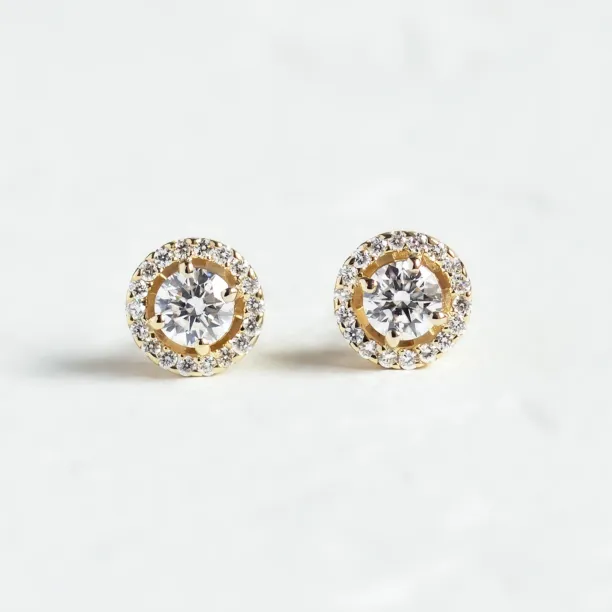 Classical gold stud earring with diamonds NINA Image