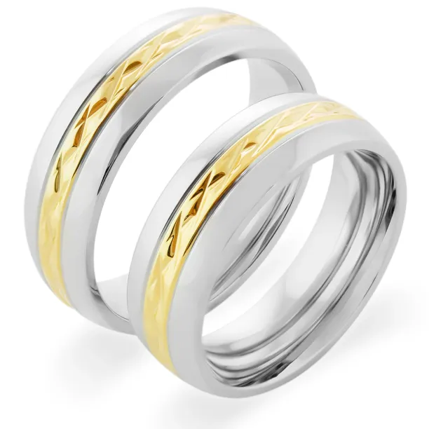 FIDES relief combination gold wedding rings Image