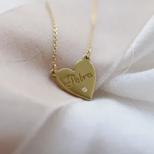 JENI gold diamond pendant with your name carved on Thumbnail