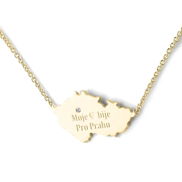“My heart beats for Prague” authentic gold pendant Image