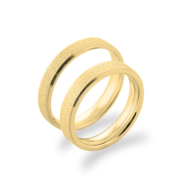 LIDE matte combination gold wedding rings Image