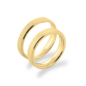 LIDE matte combination gold wedding rings Thumbnail