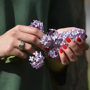 Silver maxi ring with fine grooves - SLEDE Thumbnail