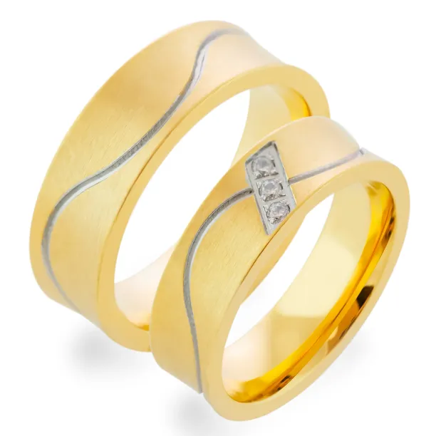 LORI matte gold diamond wedding rings Image