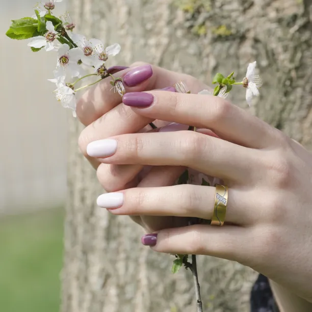 LORI matte gold diamond wedding rings Image