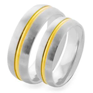 AMBER gold wedding ring with a line in the middle Thumbnail