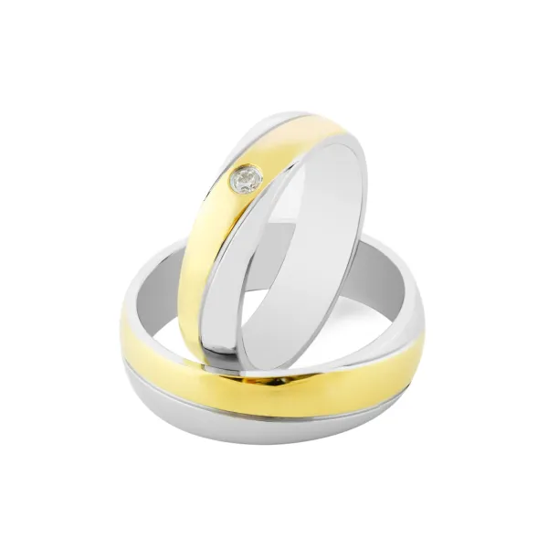 IFE combination gold diamond wedding rings Image