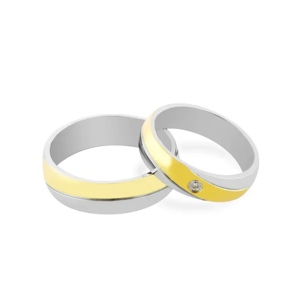 IFE combination gold diamond wedding rings Image