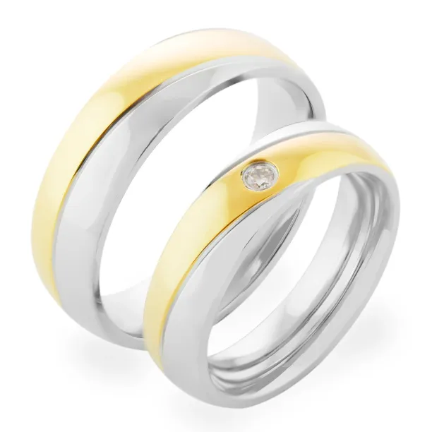 IFE combination gold diamond wedding rings Image