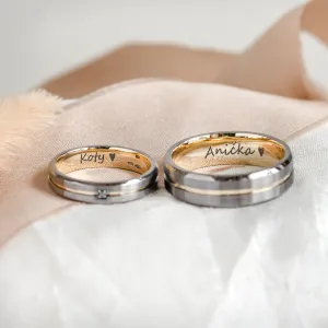 MOON black gold wedding rings with diamond Thumbnail