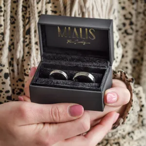 MOON black gold wedding rings with diamond Thumbnail