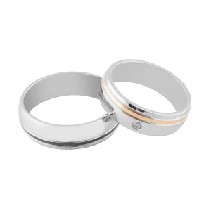 ELIS combination gold diamond wedding rings Thumbnail