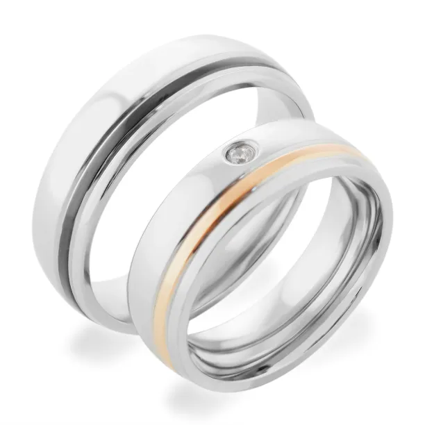 ELIS combination gold diamond wedding rings Image