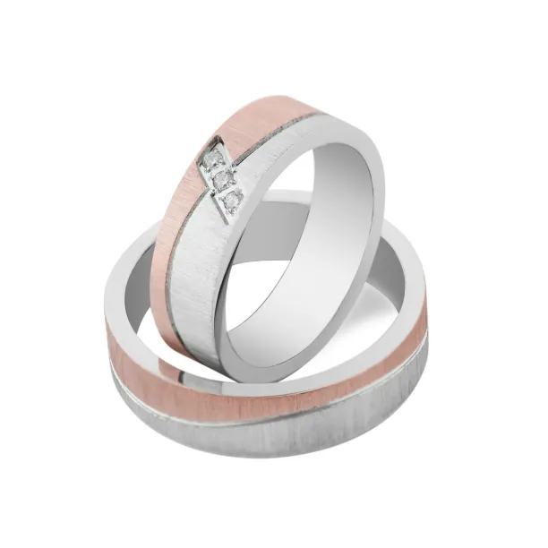 DIDO matte combination gold diamond wedding rings Image