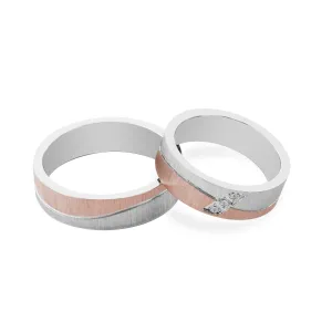 DIDO matte combination gold diamond wedding rings Thumbnail