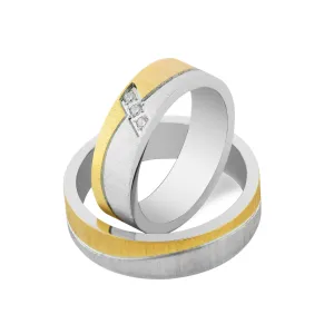 DIDO matte combination gold diamond wedding rings Thumbnail