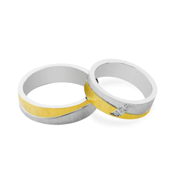DIDO matte combination gold diamond wedding rings Image