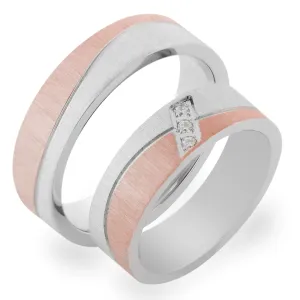 DIDO matte combination gold diamond wedding rings Thumbnail