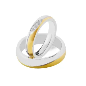 SYWA delicate combination gold diamond wedding rings Thumbnail