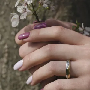 SYWA delicate combination gold diamond wedding rings Thumbnail