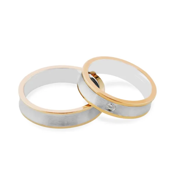 LYRA combination gold diamond wedding rings Image