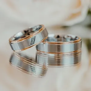 LILLE combination gold diamond marriage rings Thumbnail