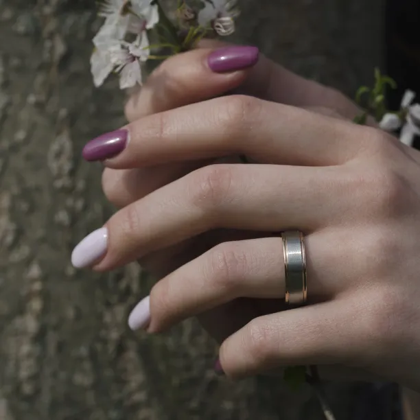 LILLE combination gold diamond marriage rings Image