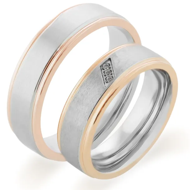 LILLE combination gold diamond marriage rings Image