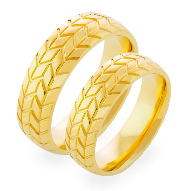 FAYE tyre shape gold wedding rings Image
