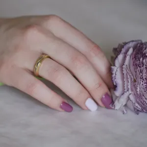 LUND combination gold marriage rings with geometrical lines on Thumbnail