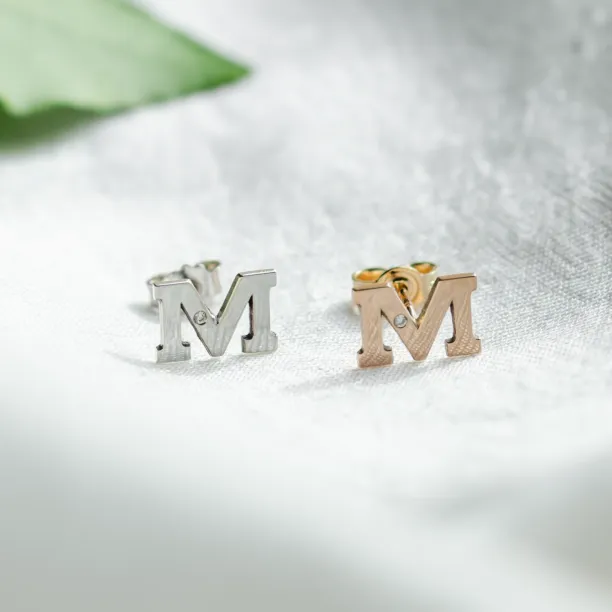 Diamond initial earrings QUNTI Image