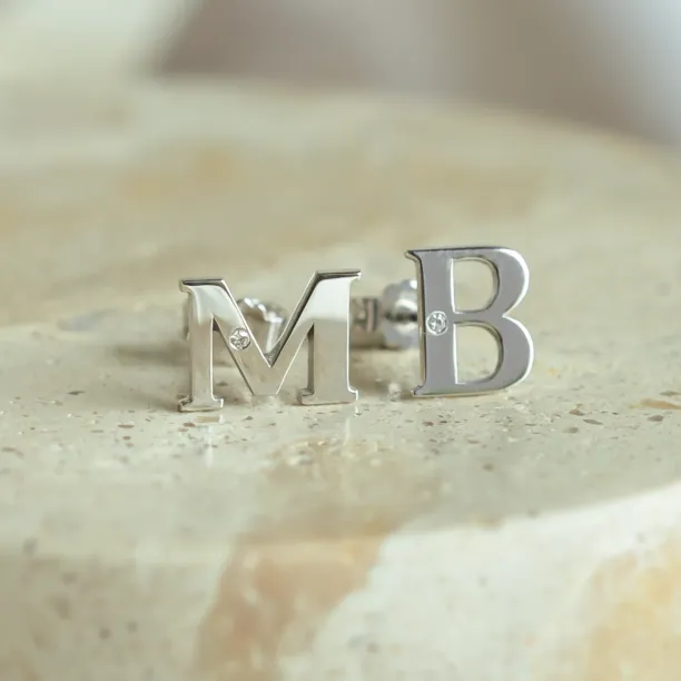 Diamond initial earrings QUNTI Image
